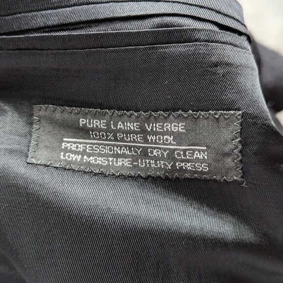 Savile Row Size 42R Macy's Men's Store Black 100% Wool Two Button Blazer - Picture 7 of 11